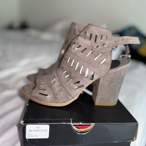 Women's Gray Peep-Toe Ankle Boots